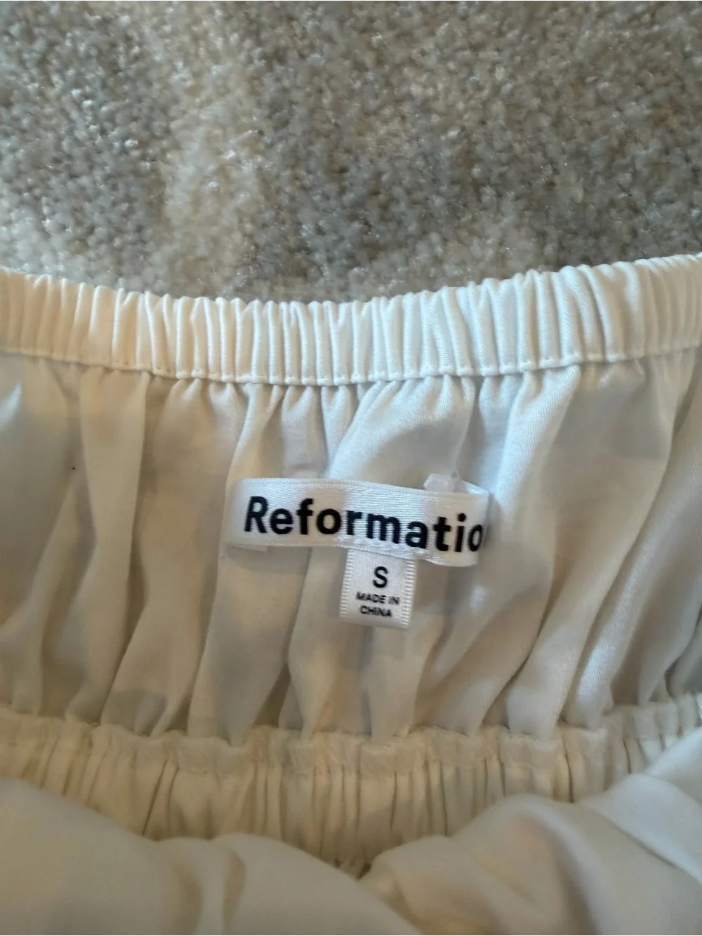 Reformation Off-White Strapless Ruffled Top - Picture 3 of 4